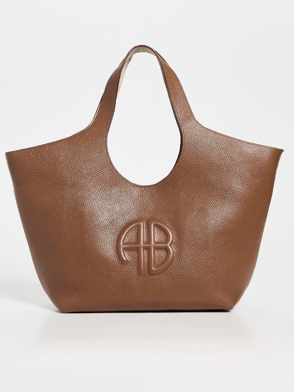 Anine Bing Medium Lili Tote in Cognac Pebbled Brown Leather NWT
